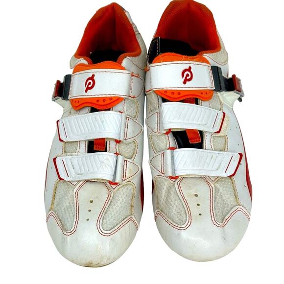 Men’s Peloton Biking Cycle Shoes - WHITE & ORANGE - Picture 4 of 16